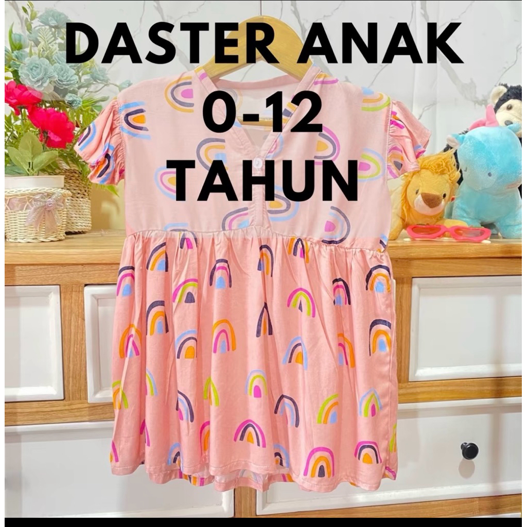 DASTER ANAK 0-12 TAHUN RAYON MOTIF BAYI 0-12 TAHUN DASTER ANAK MURAH/ BAJU ANAK PEREMPUAN DRESS ANAK