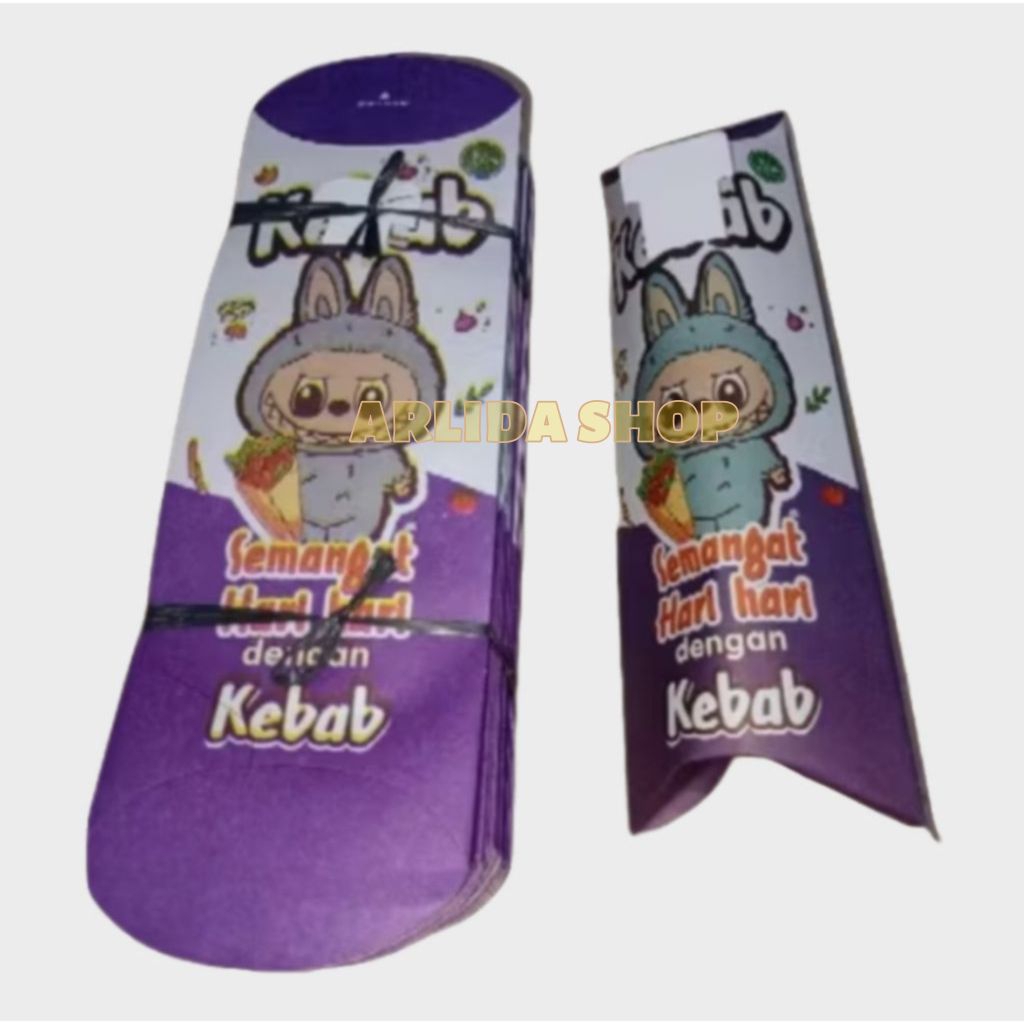 

100 Lembar Bungkus Kemasam Kebab Jumbo Gambar Labubu Ukuran 24x9 cm / kertas kebab / kemasan kebab / bungkus kebab / bungkus kebab murah