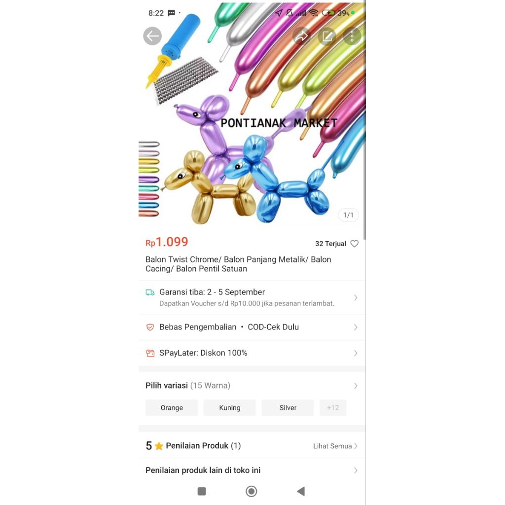 Balon Twist Chrome/ Balon Panjang Metalik/ Balon Cacing/ Balon Pentil Satuan