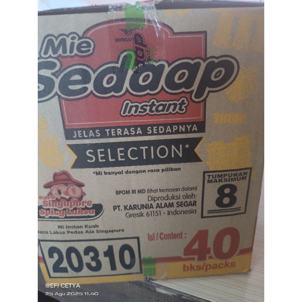 MIE SEDAAP SINGAPORE SPICY LAKSA 1 DUS ISI 40