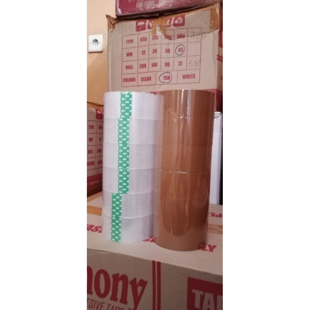 

Lakban Bening / Coklat 200 Yard 1 SLOP Ukuran 45mm – Lakban Kuat, Tebal, Tahan Lama untuk Packing Kardus & Pengiriman Barang