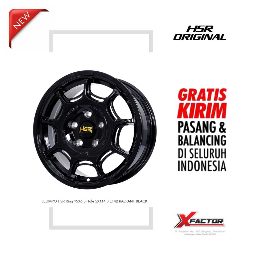 VELG R15 HSR JELIMPO HSR R15X6,5 H5X114,3 ET42 RADIANT BLACK