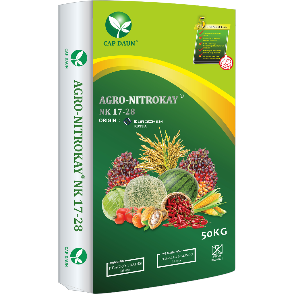 Pupuk Kancil Emas Agro-Nitrokay NK 17-28 / Repack 1 kg