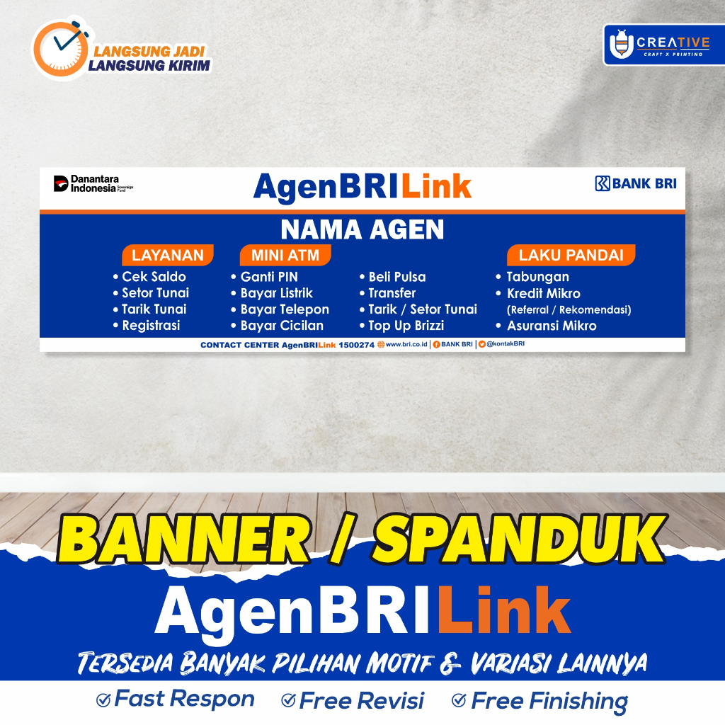 Banner / Spanduk Agen BRILink (Custom Ukuran)
