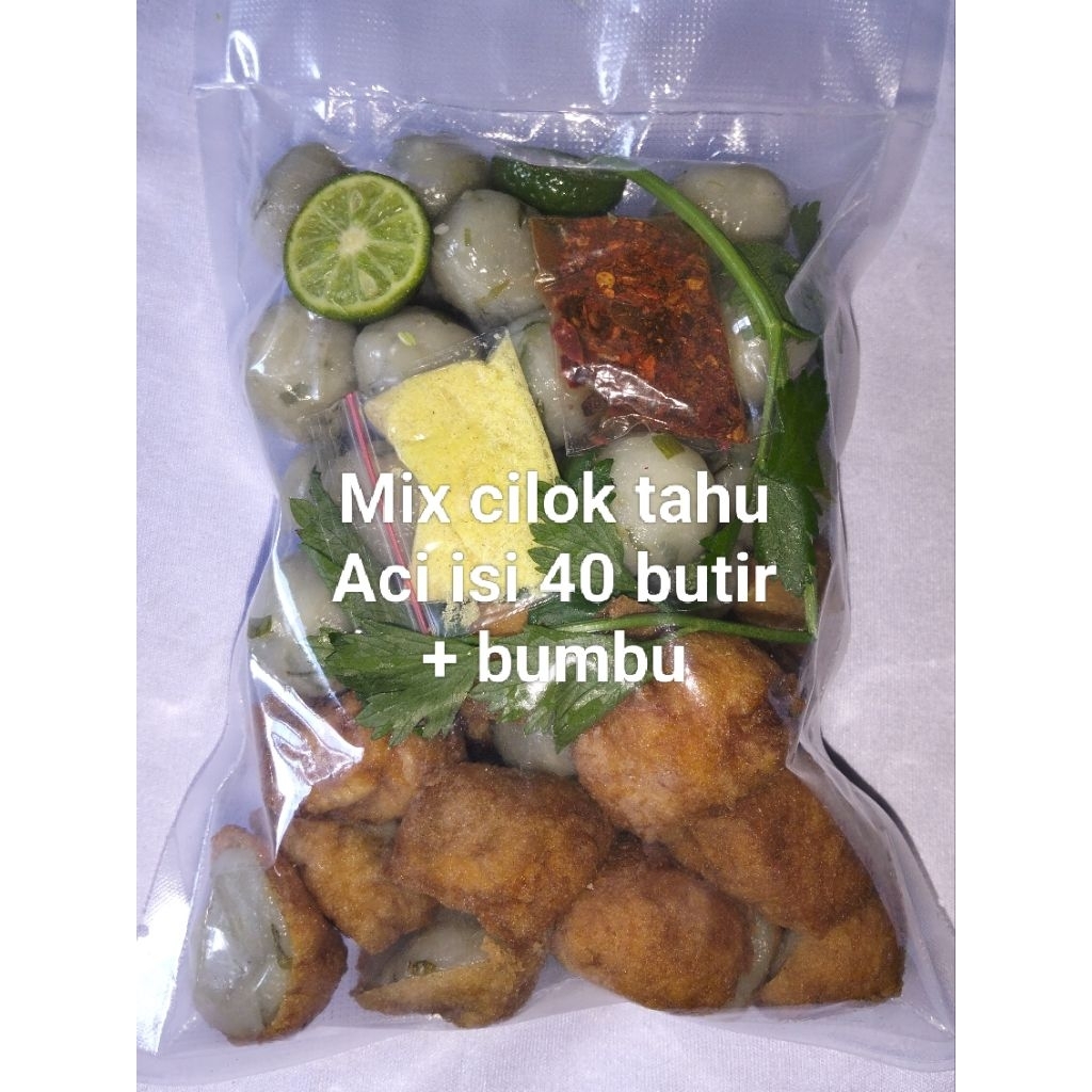 

mix cilok isi ayam suwir dan tahu Aci ORI isi 10 s/d 40
