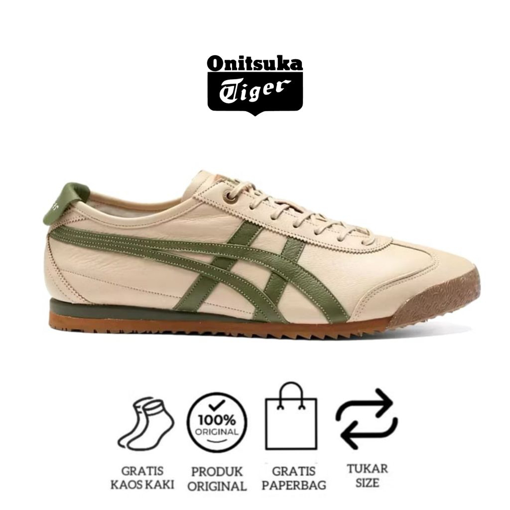 Sepatu 0nitsuka Mexico 66 Super Deluxe Beige Green