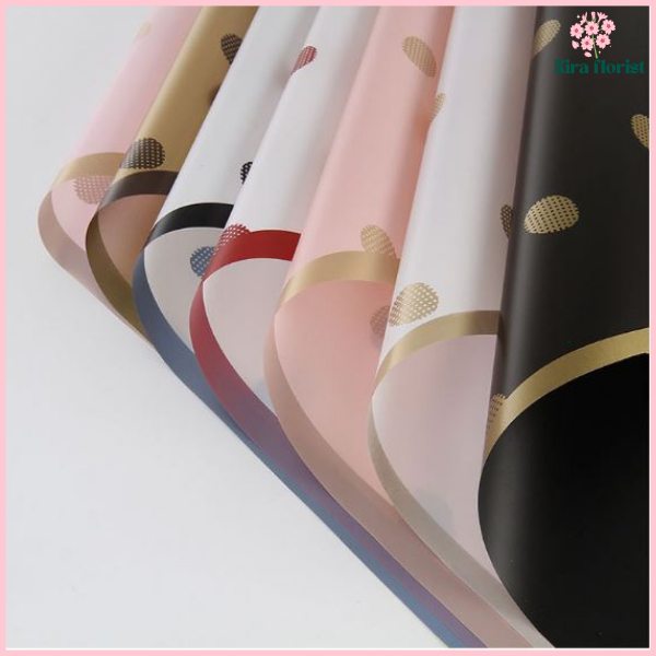 

PACK 20 Kertas Bunga Cellophane Motif Polkadot Gold Line Color Paper Flower Wrapping Bouquet KB6030