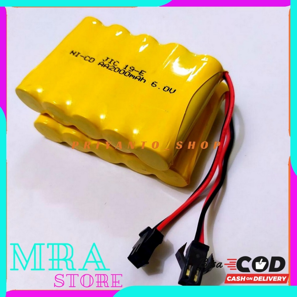 batere Mobil Remot NI CD AA2000 MAH Control 6V Socket Hitam Batrei Mainan Untuk Mobil Remot