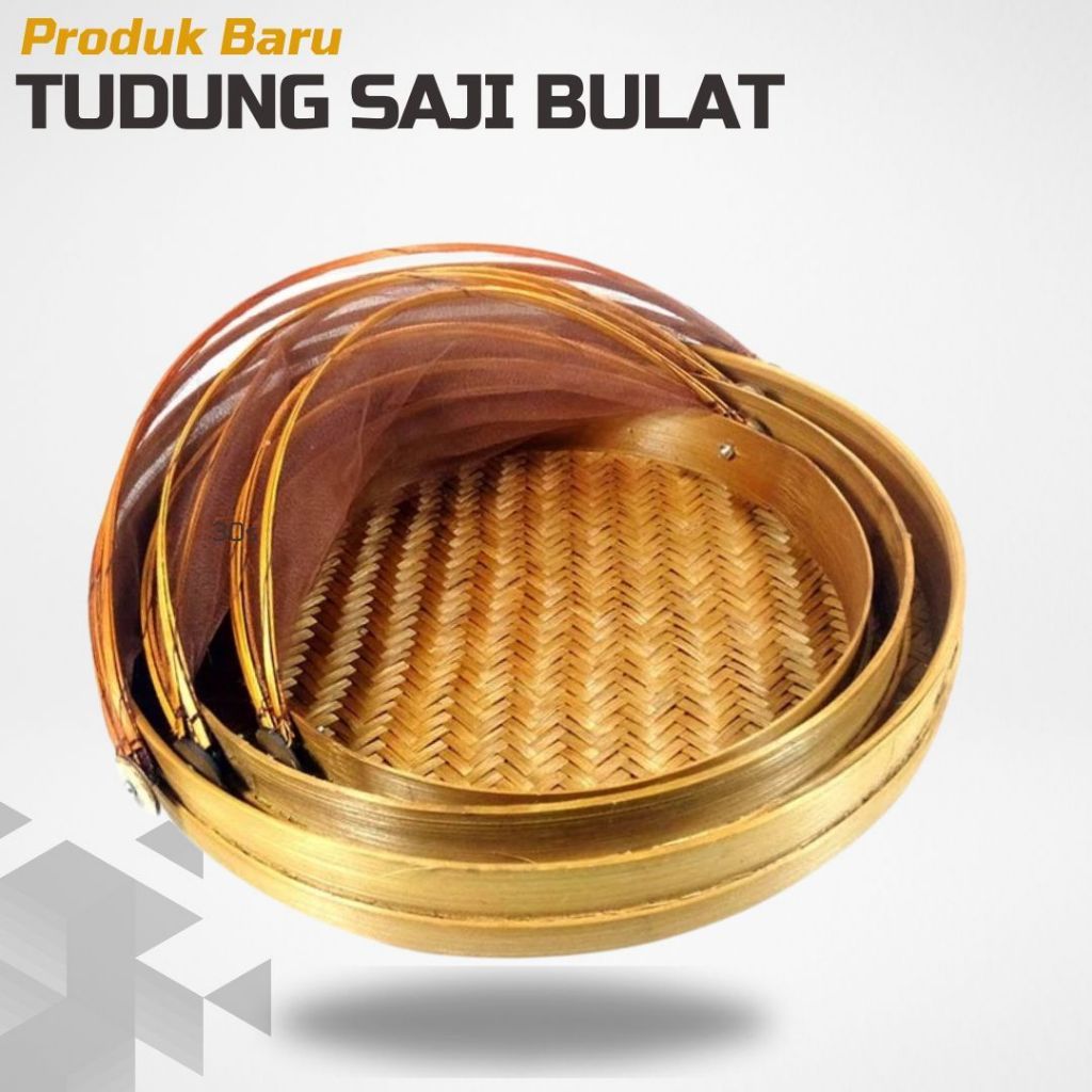 Anyaman Bambu / Tudung Saji Bambu Bulat 3PCS – Serbaguna | Estetik | Cocok Dekorasi Meja | Anyaman B