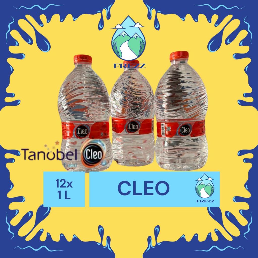 (INSTANT) Cleo 1 Liter Pure Water Premium Isi 12 Botol  botol kotak / spiral– Air Minum Cleo 1L Dus/