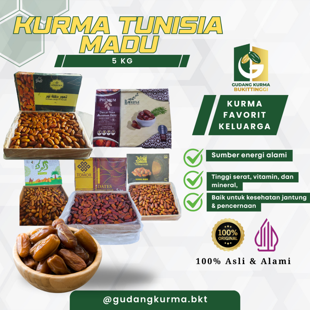 

KURMA TUNIS MADU | TUNISIA MADU 5 kg | Ranuna, King, Sehatak, Tomor