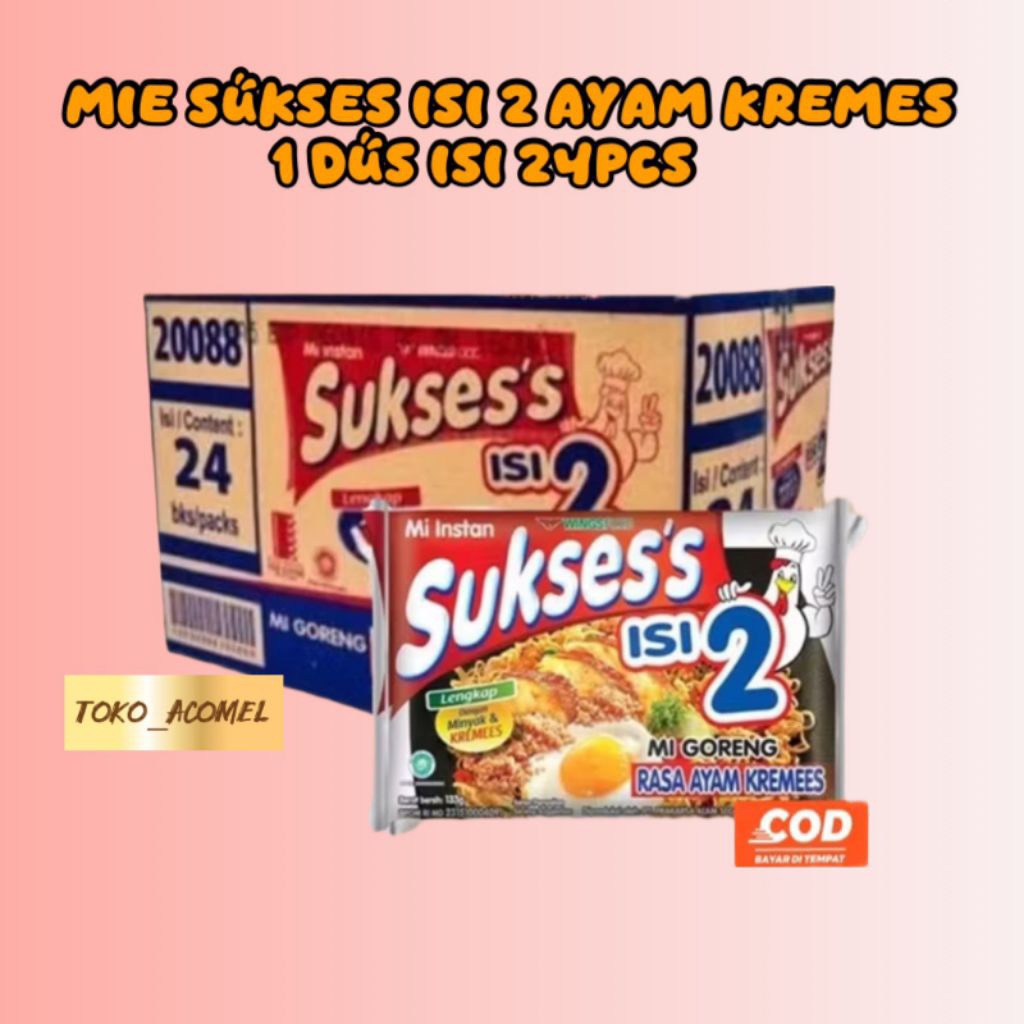 

MIE SUKSES isi 2 Mie Goreng & Kuah 1dus (isi 24pcs)