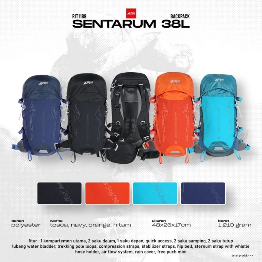 Tas Ransel Arei Semi Carrier Sentarum 38 Liter Arei Outdoorgear Daypack Traveling Camping Hiking