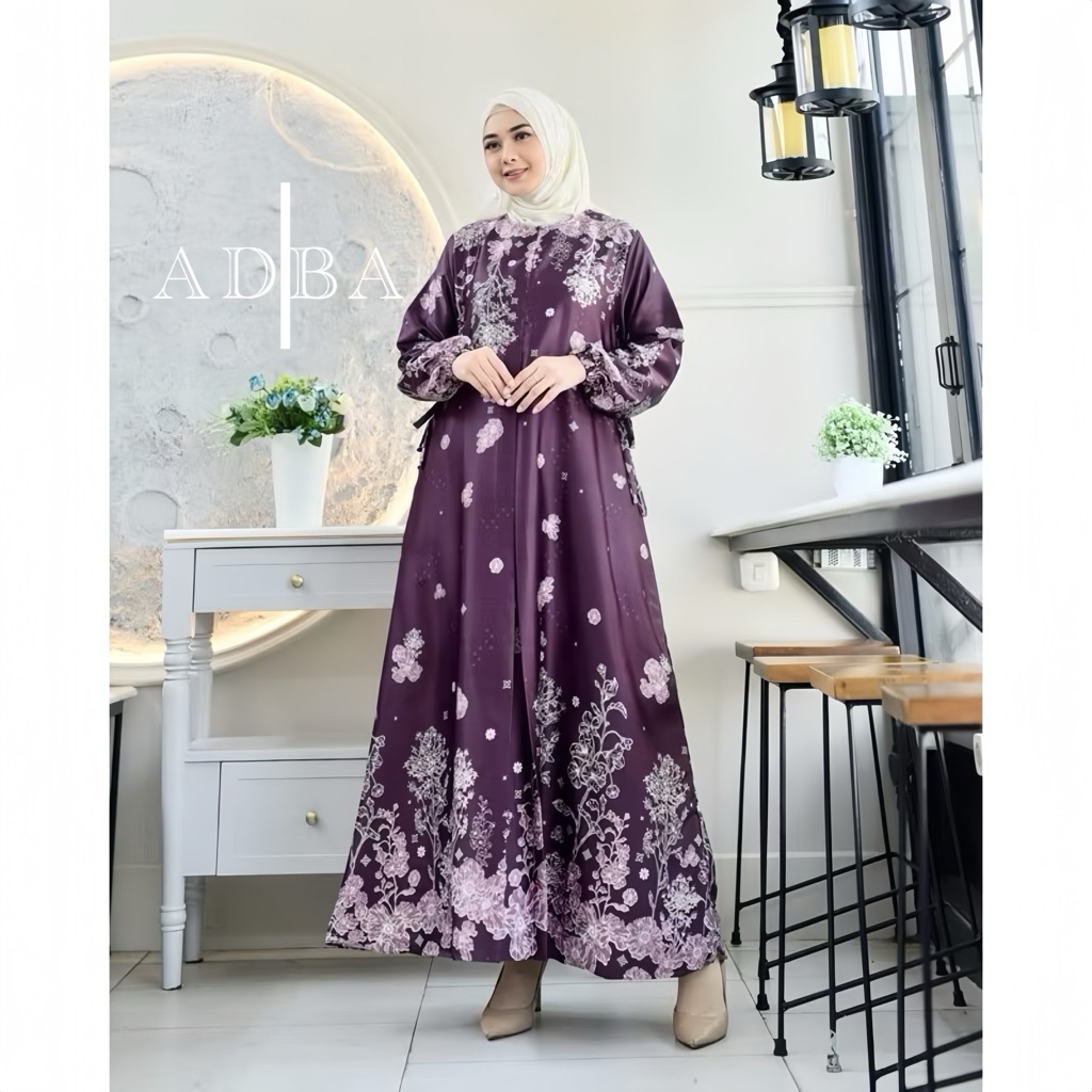 Gamis Rinjani Silk Premium Wanita Muslimah Terbaru Kinian Model Elegean Dress Busui Jumbo Ld 130 Cm