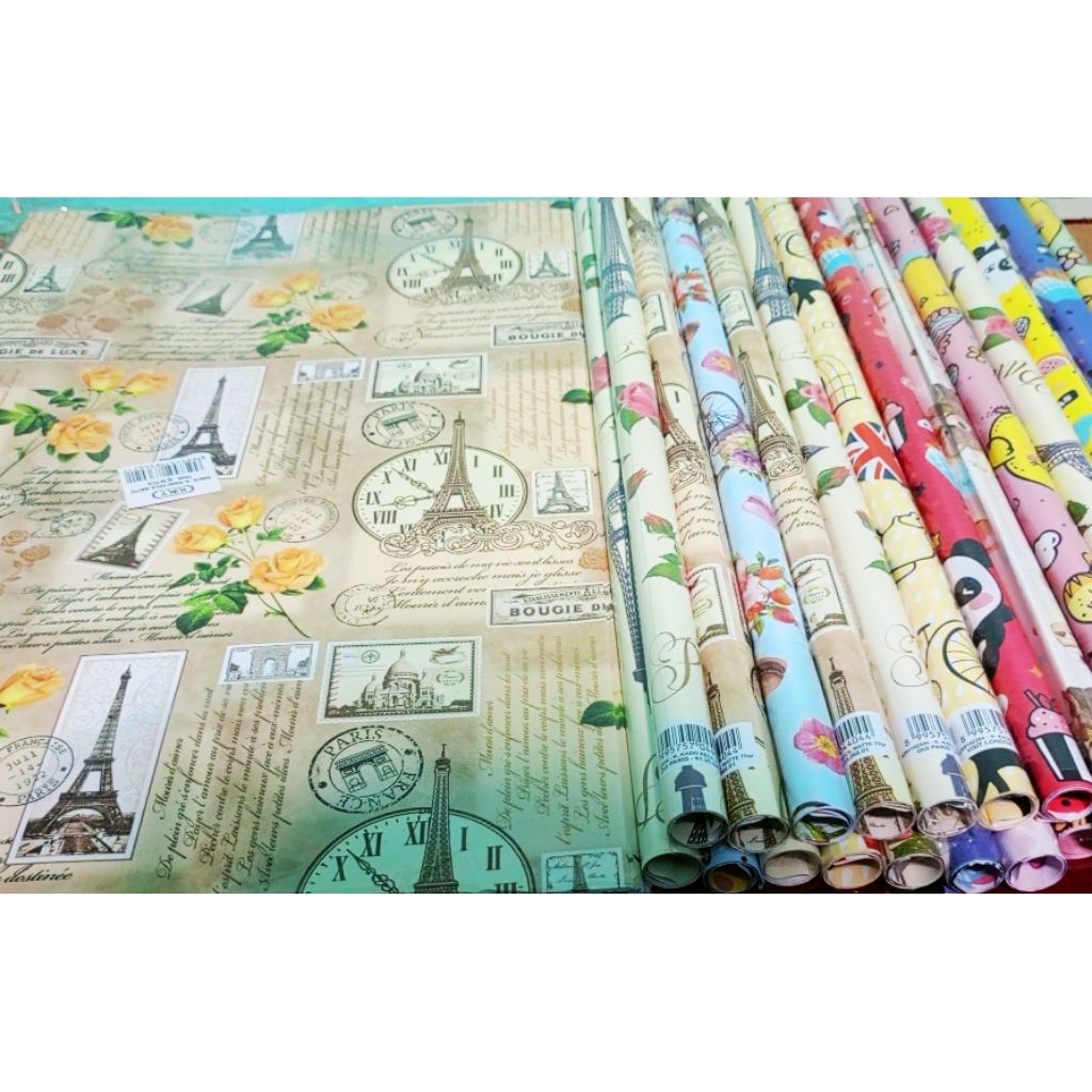 

kertas kado kiky gulungan 50 lembar dan berbagai motif mix/campur