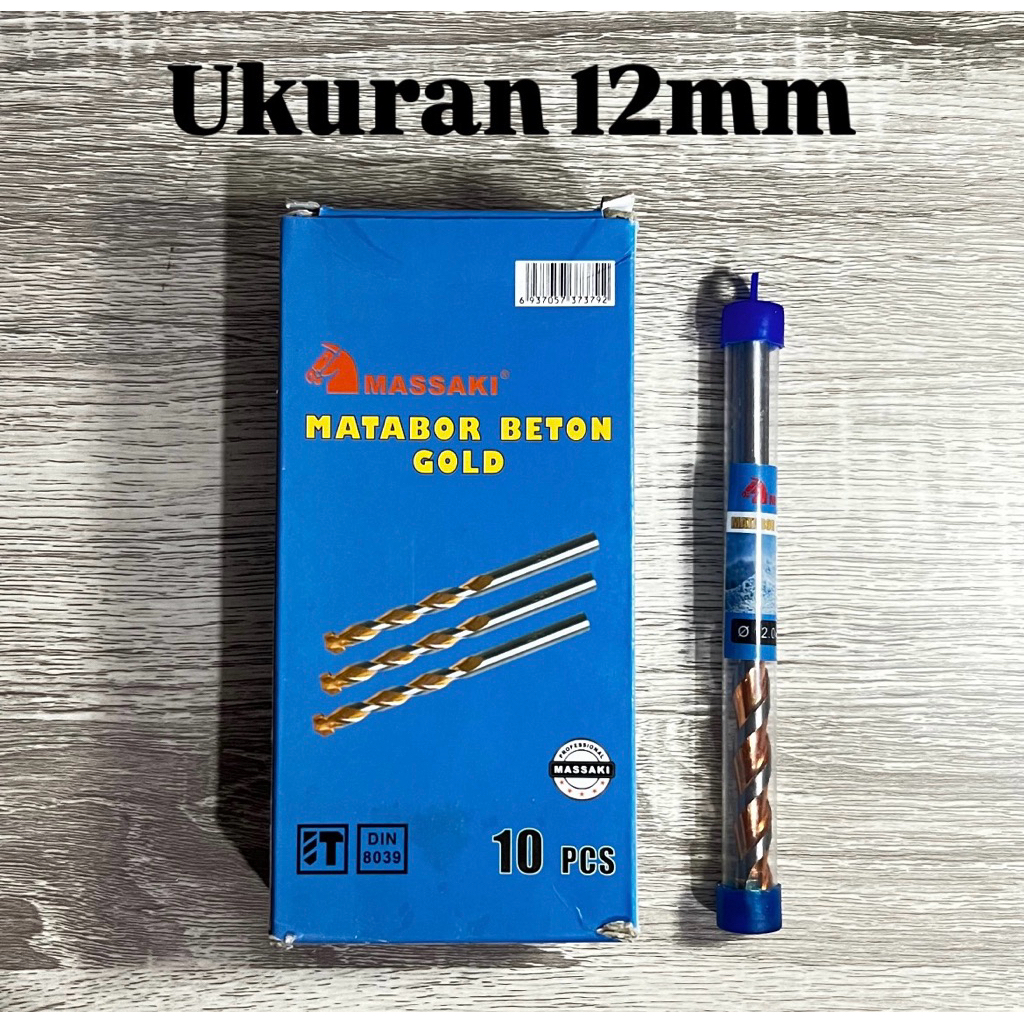 Mata Bor Beton Massaki 12mm Besar & Kuat | Mata Bor Beton Besi Tembok Premium | Drill Bit 12mm Tajam