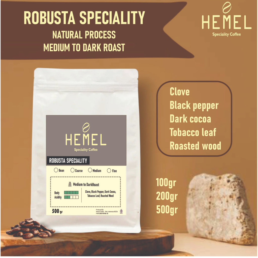 Kopi Robusta Specialty Premium - Hemel Coffee -  Kopi Bubuk Fresh Roasted / 500gr / 200gr / 100gr