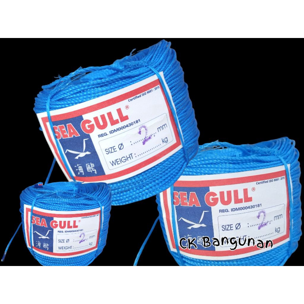 

Tali Tambang PE Merk Seagull 2 mm Harga 1 rol Panjang 200 mtr