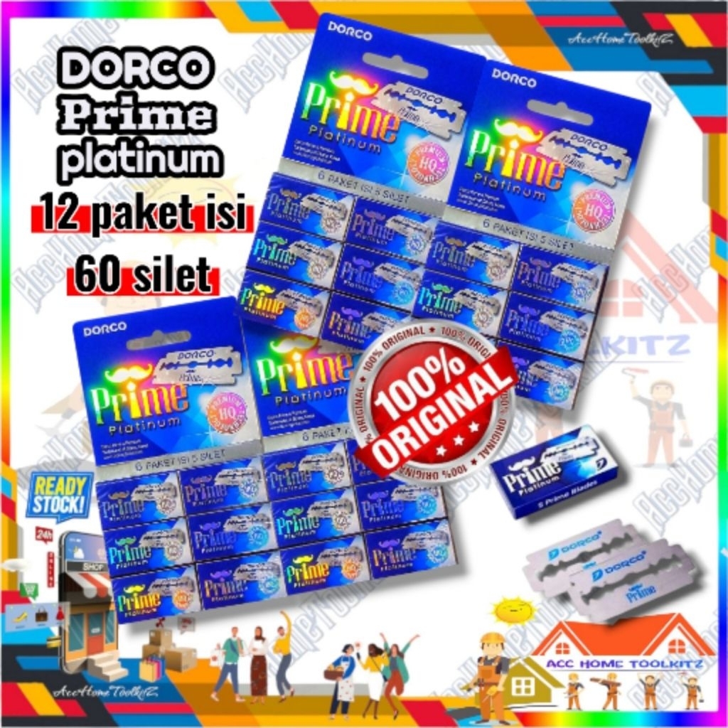 PISAU SILET ORIGINAL DORCO PRIME PLATINUM BIRU DARI KOREA SELATAN BARBER SHOP SALON CUKUR RAZOR BLAD