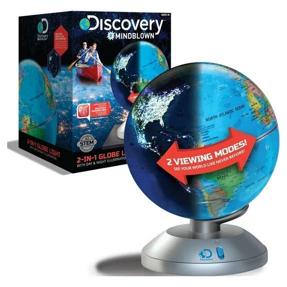 Discovery Mindblown 2 in 1 World Globe LED Lamp with Day & Night Modes STEM Geography Map Educationa