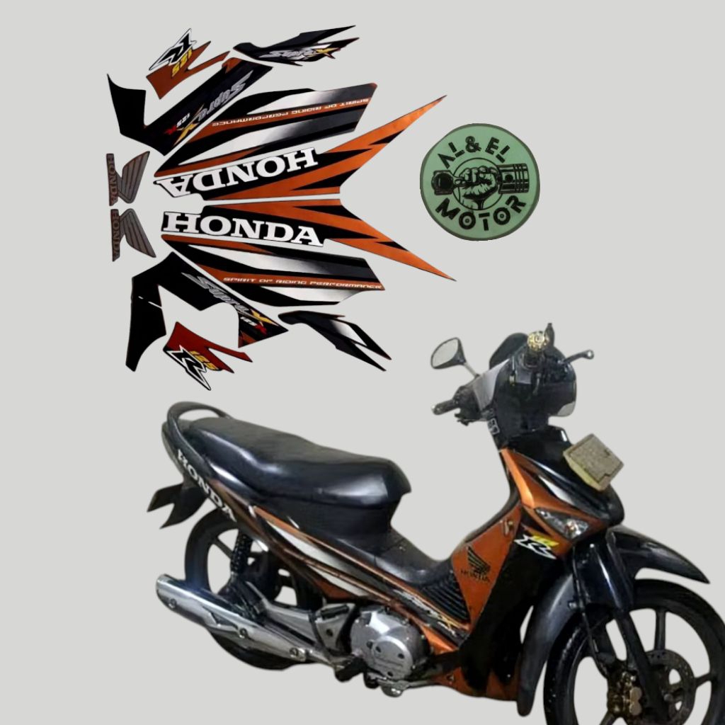 Striping Stiker Lis Body Motor Honda Supra X 125 R 2006 Hitam Coklat