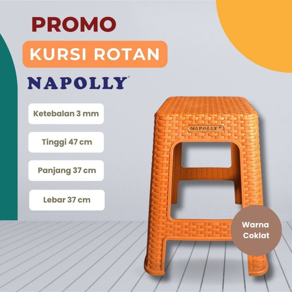 NAPOLLY KURSI BAKSO Napolly ANYAM ROTAN- Bangku Plastik Anyaman