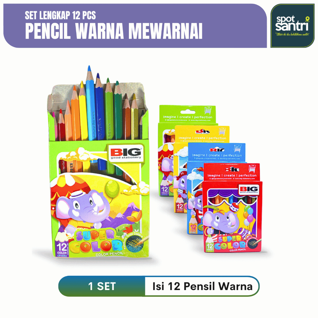 

Pensil Warna 1 Set Lengkap Isi 12 Macam Warna | BIG CP-5002 [PCS]