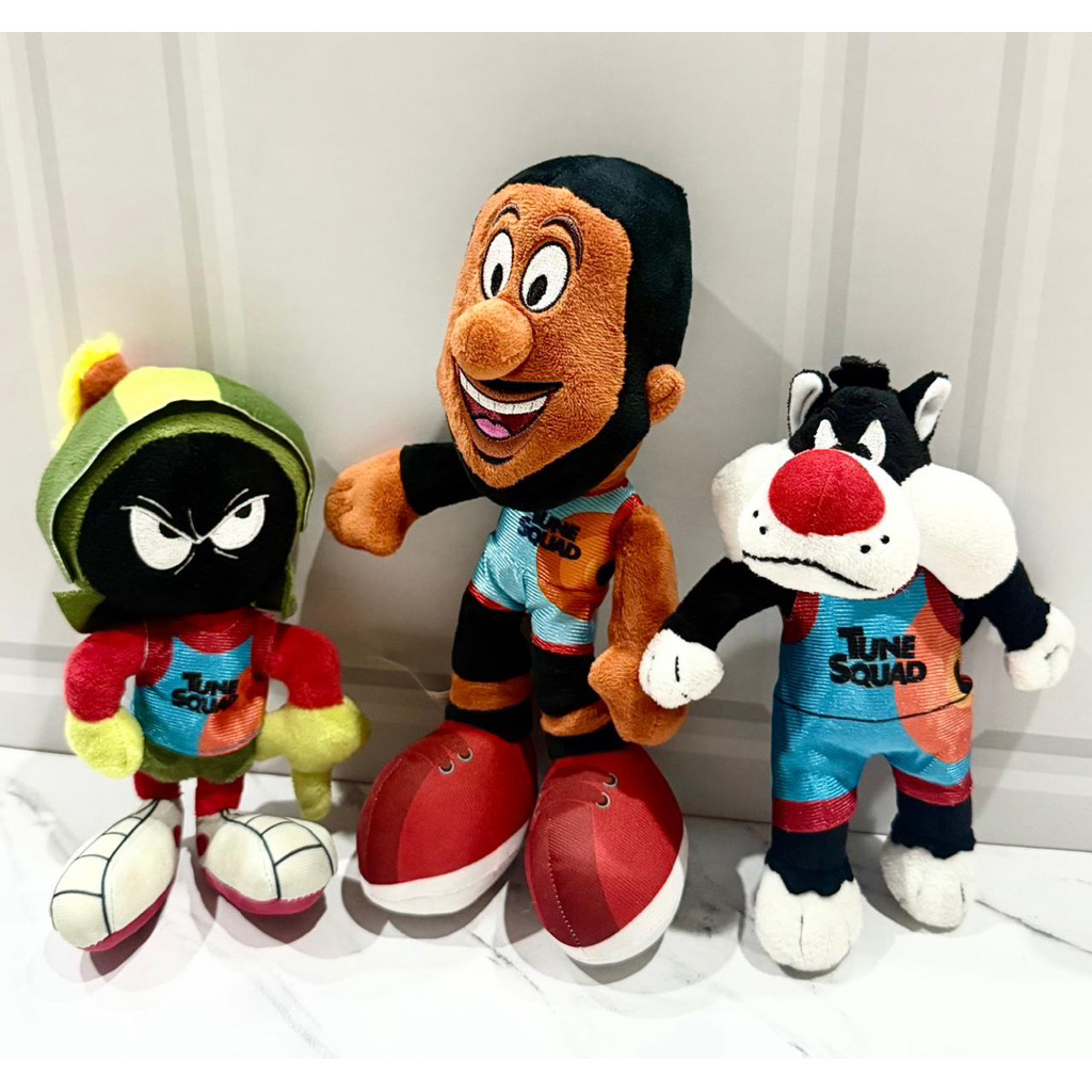RARE | Boneka Plushie Space Jam Tune Squad: Marvin, Sylvester & LeBron James Looney Tunes