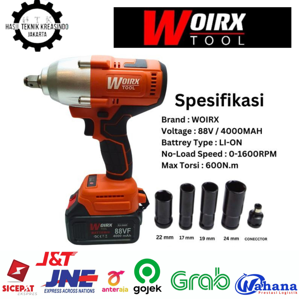 Cordless Impact Wrench Brushless WOIRX 88 V | Mesin Bor Impact Baterai Torsi Besar 88 VF Impact Wren