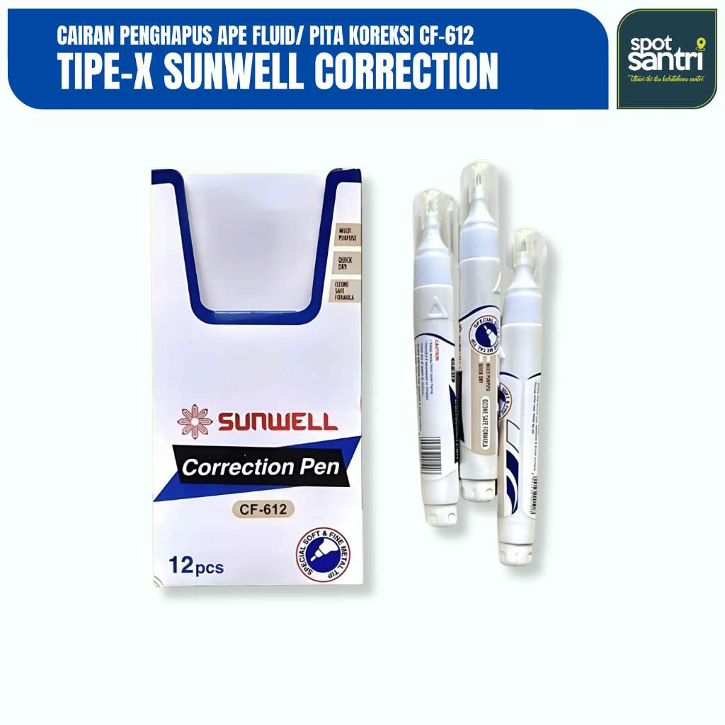 

Correction Pen SUNWELL CF-612 Ujung Metal | Tipe X Penghapus Cair [PCS]