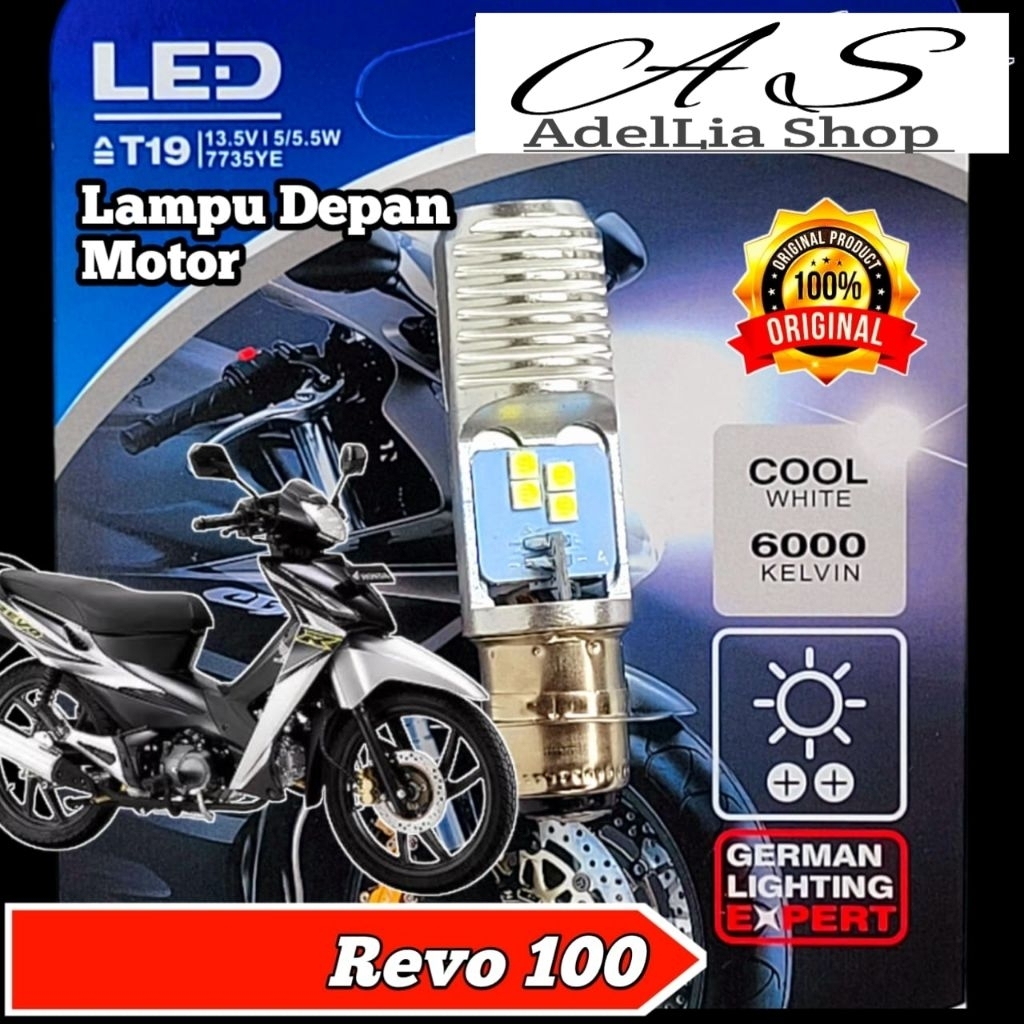 Lampu Depan Motor Honda Revo 100 LED Putih Ac/Dc Pengganti Dop/Bohlam Standart WrT19