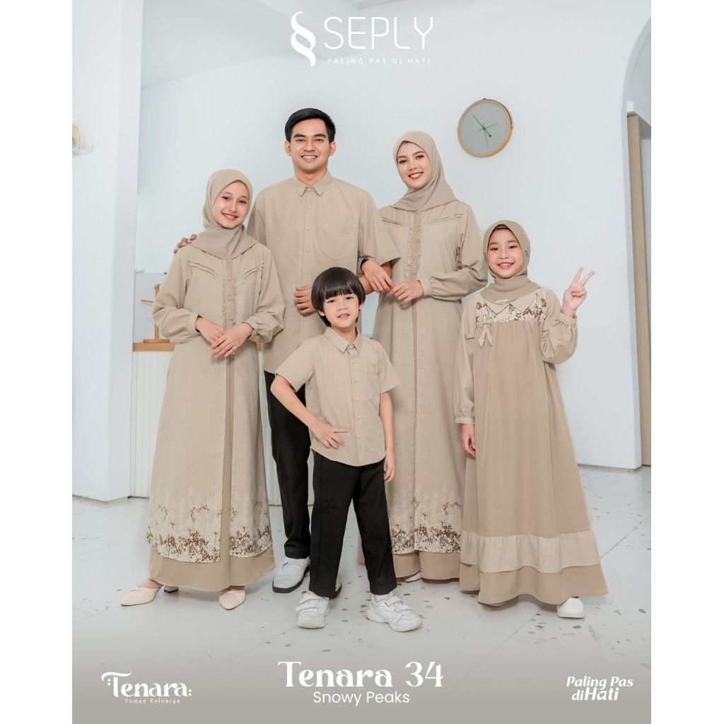 Sarimbit Keluarga Seply Tenara 2025 Snowy Peaks – Gamis Ibu Anak & Koko Ayah Anak Couple Muslim