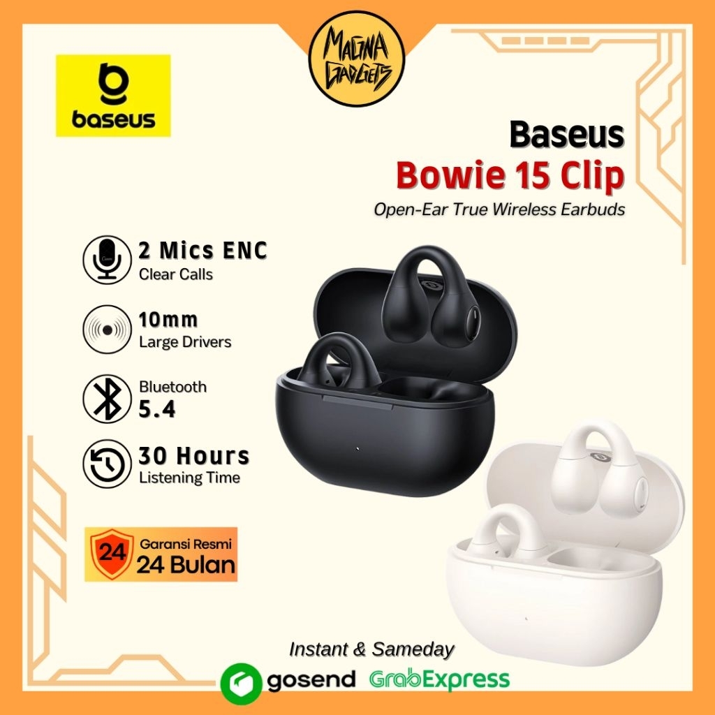 Baseus TWS Bowie 15 Clip Open-Ear OWS Ear Clip Earphones Headset Bluetooth 5.4 TWS Sports