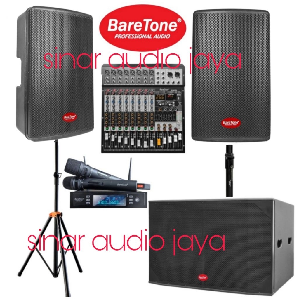 Paket Karaoke Sound System Speaker Aktif 15 Inch Baretone MAX15H Subwoofer Baretone 18 Inch SW 18