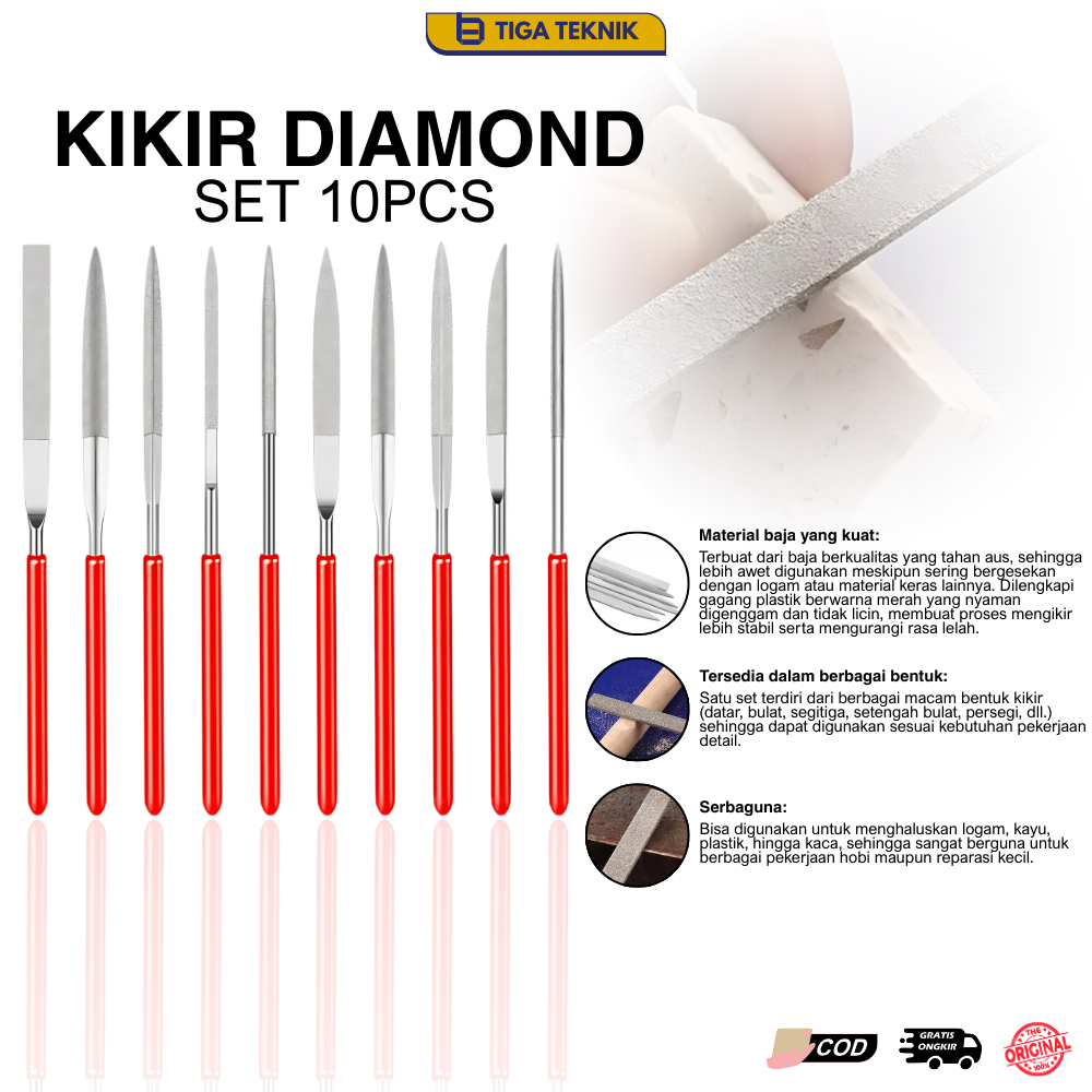 Set Alat Kikir 10pcs Diamond Mini Kikir 140x3mm / Kikir Mini Diamond Set Alat Kikir