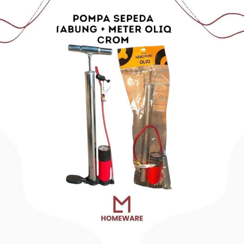 Pompa Sepeda Tabung + Meter Pentil Kecil Besar / Pompa Angin Ban Sepeda Dan Motor Kompa Sepeda Meter