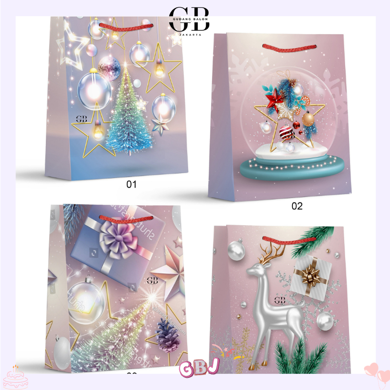 

GBJ - Paper Bag Natal Gradasi Glitter / Goodie Bag Christmas