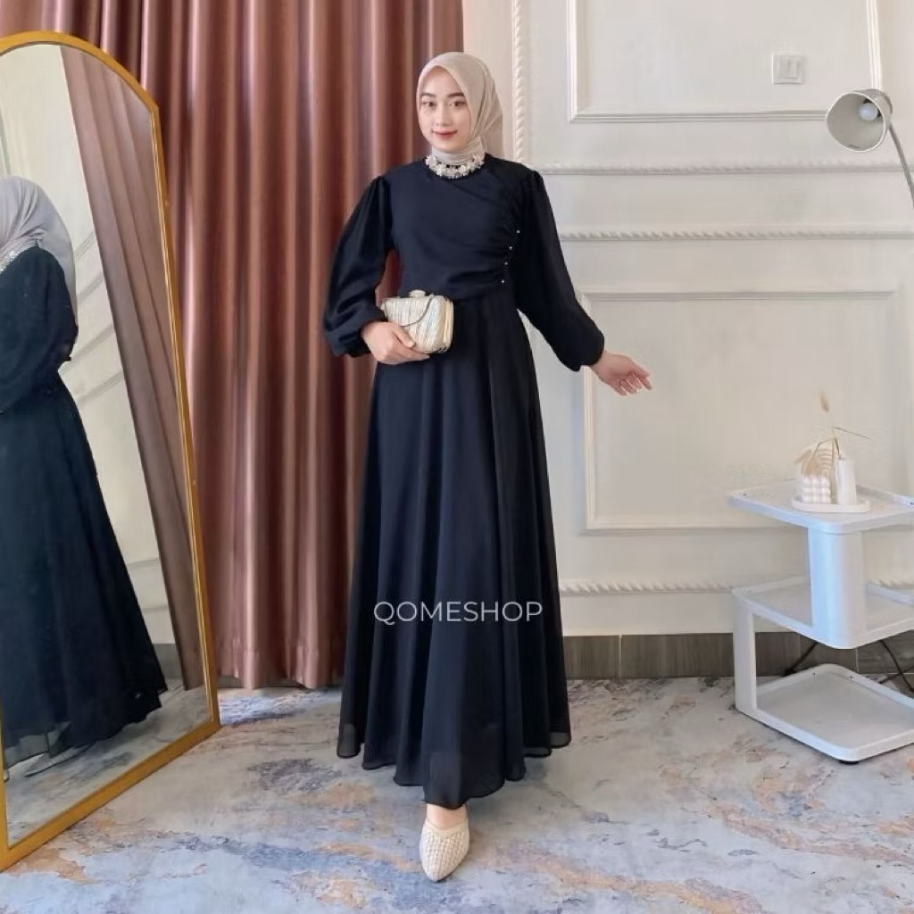 Dress Maxi Hitam Elegan – Ceruti Premium