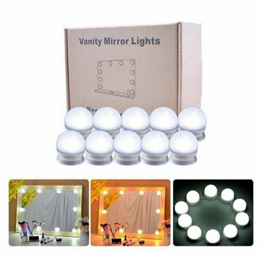 Lampu kaca cermin Rias isi 10 bohlam