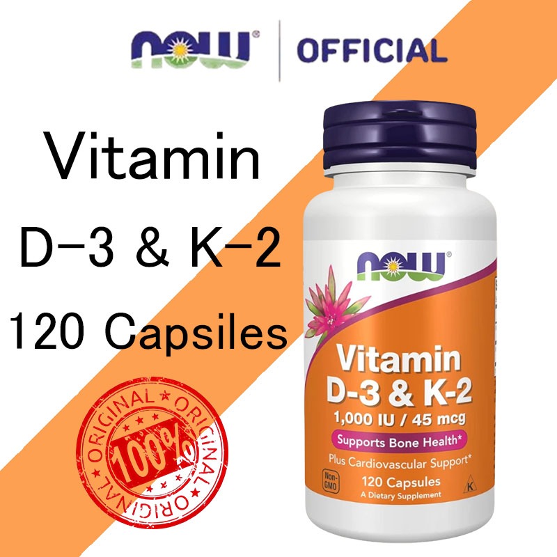 Now Foods Vitamin D3 & K2 1000 IU Now d3 k2 120 Capsules