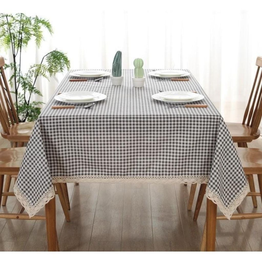 Taplak Meja Renda Motif kotak-kotak aestetik - Taplak Meja Makan - Taplak Meja Ruang Tamu - Taplak M