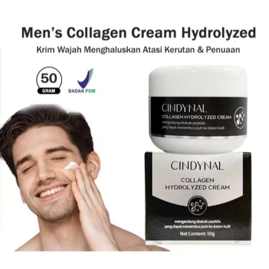 Cindynal Collagen Hydrolyzed Cream 50g - Krim Anti Keriput Pria - Pelembut Penipis Anti Kerut Penuaa