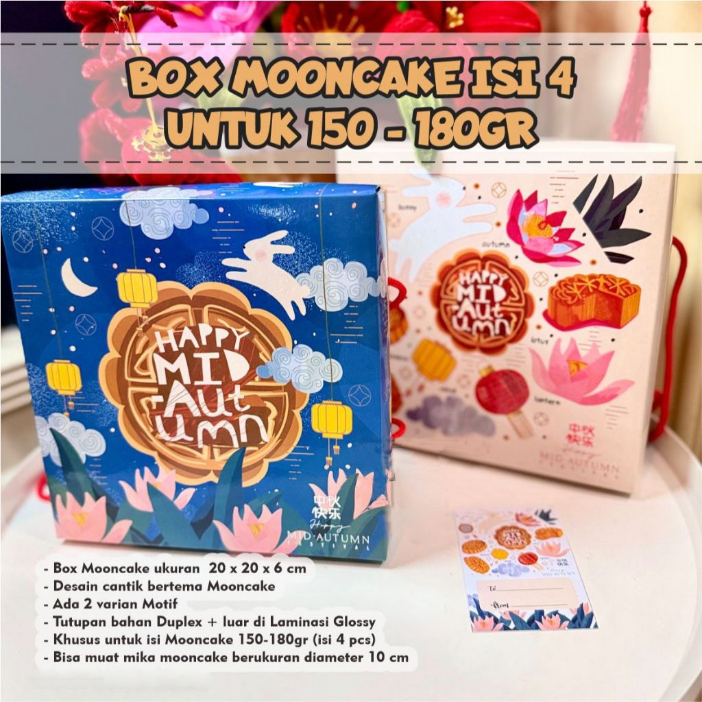 

MID AUTUMN 4 - Box mooncake 20x20x6 cm dus tenteng packaging kue bulan dus moon cake isi 4 125-180gr