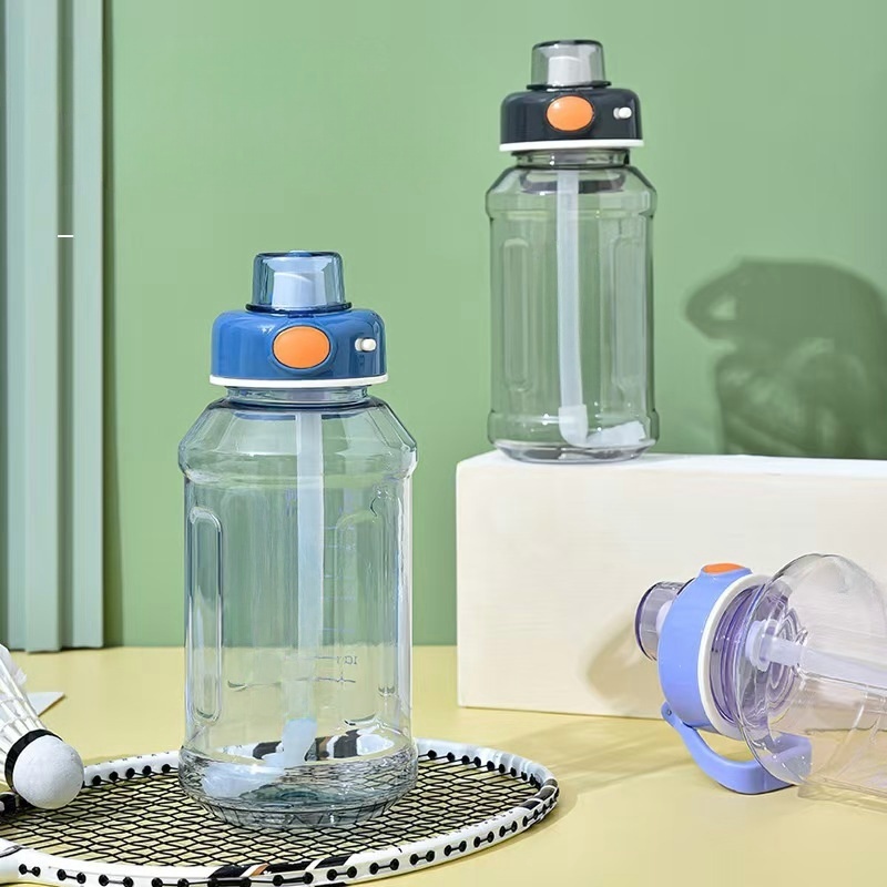 1200MLGelas air olahraga plastik baru, gelas portabel yang cantik, gaya sederhana, botol air transpa