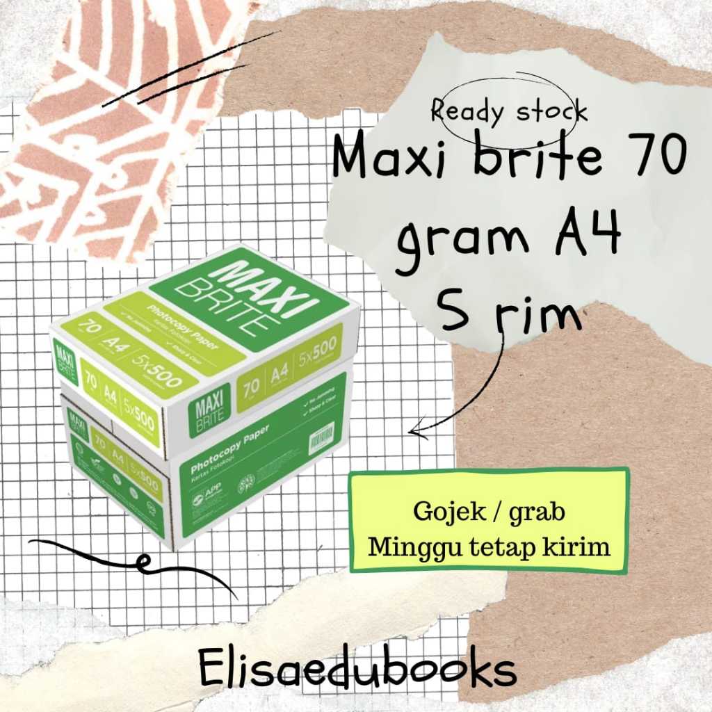 

kertas hvs A4 maxi brite 5 rim 1 karton 70 gsm