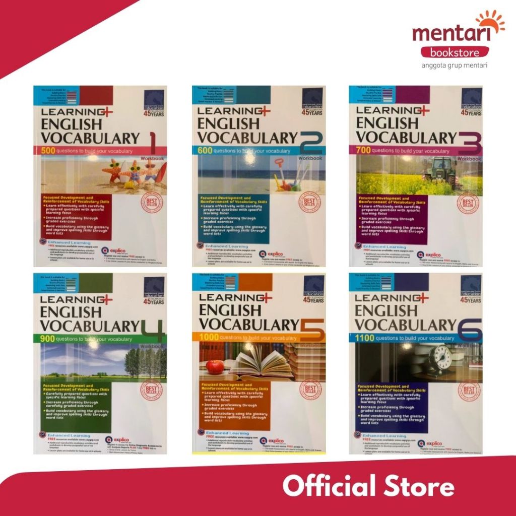 Mentari Bookstore  SAP - LEARNING+ ENGLISH VOCABULARY Workbook | Buku Latihan Bahasa Inggris SD