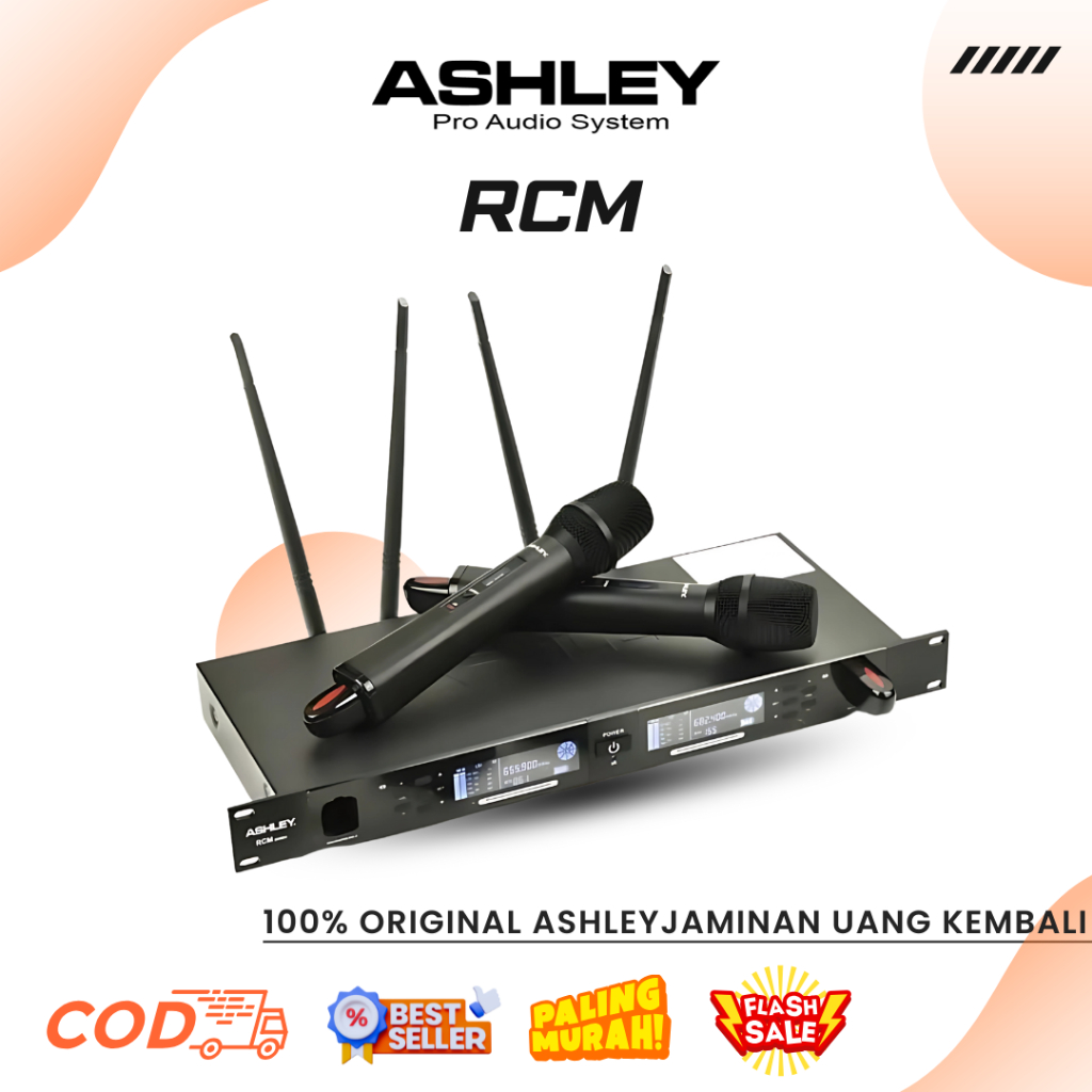 Mic Wireless Ashley RCM Free Case Professional Dynamic Wireless Microphone