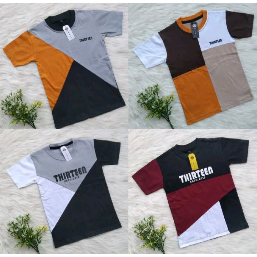 KAOS ANAK kaos kombinasi tiga warna