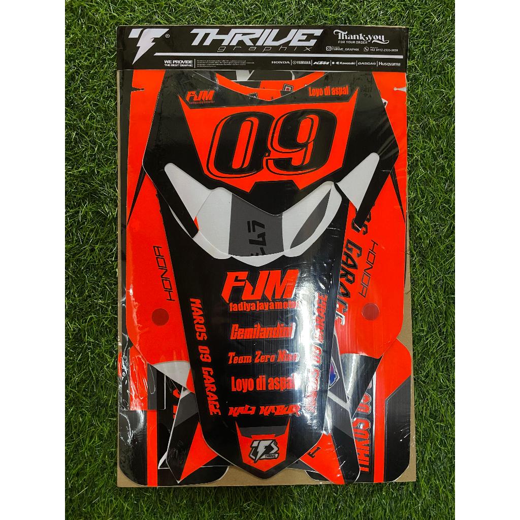 Decal Stiker Honda Crf 150 l Design Simple Kombinasi Orange Stabilo Trail/Supermoto Full Body bebas 