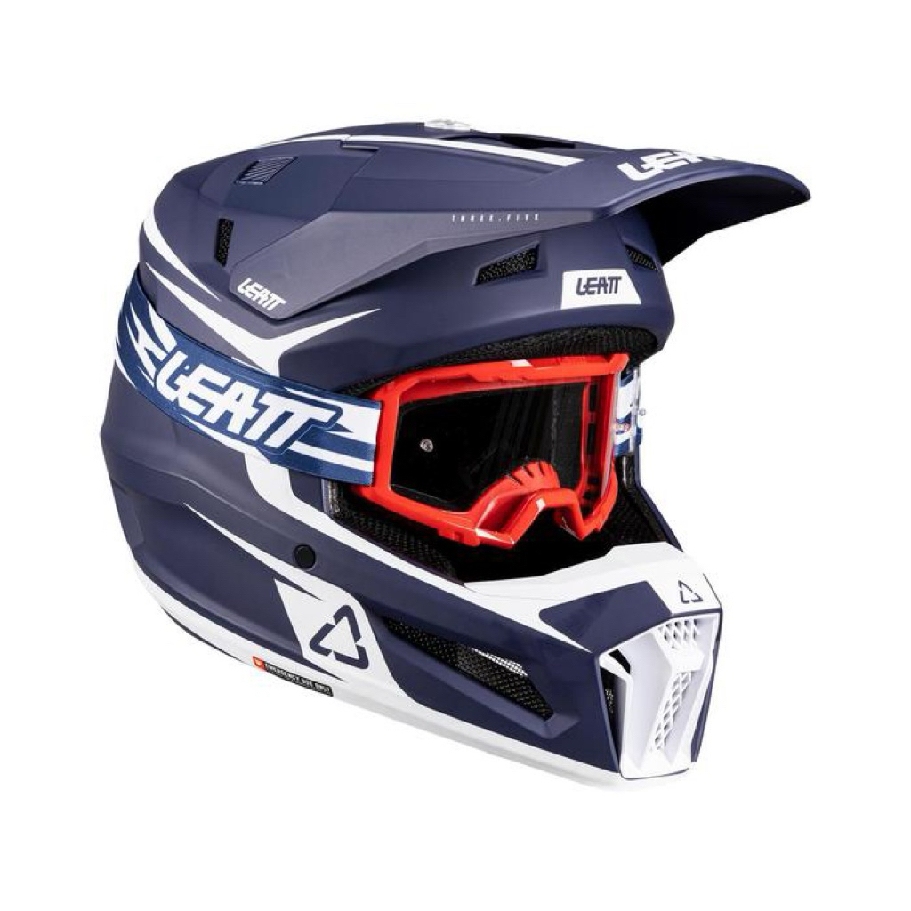 Helm Leatt 3.5 Blue 26 with Goggle Vizion 3.5 Helmet Trail Leatt Moto 3.5 Original
